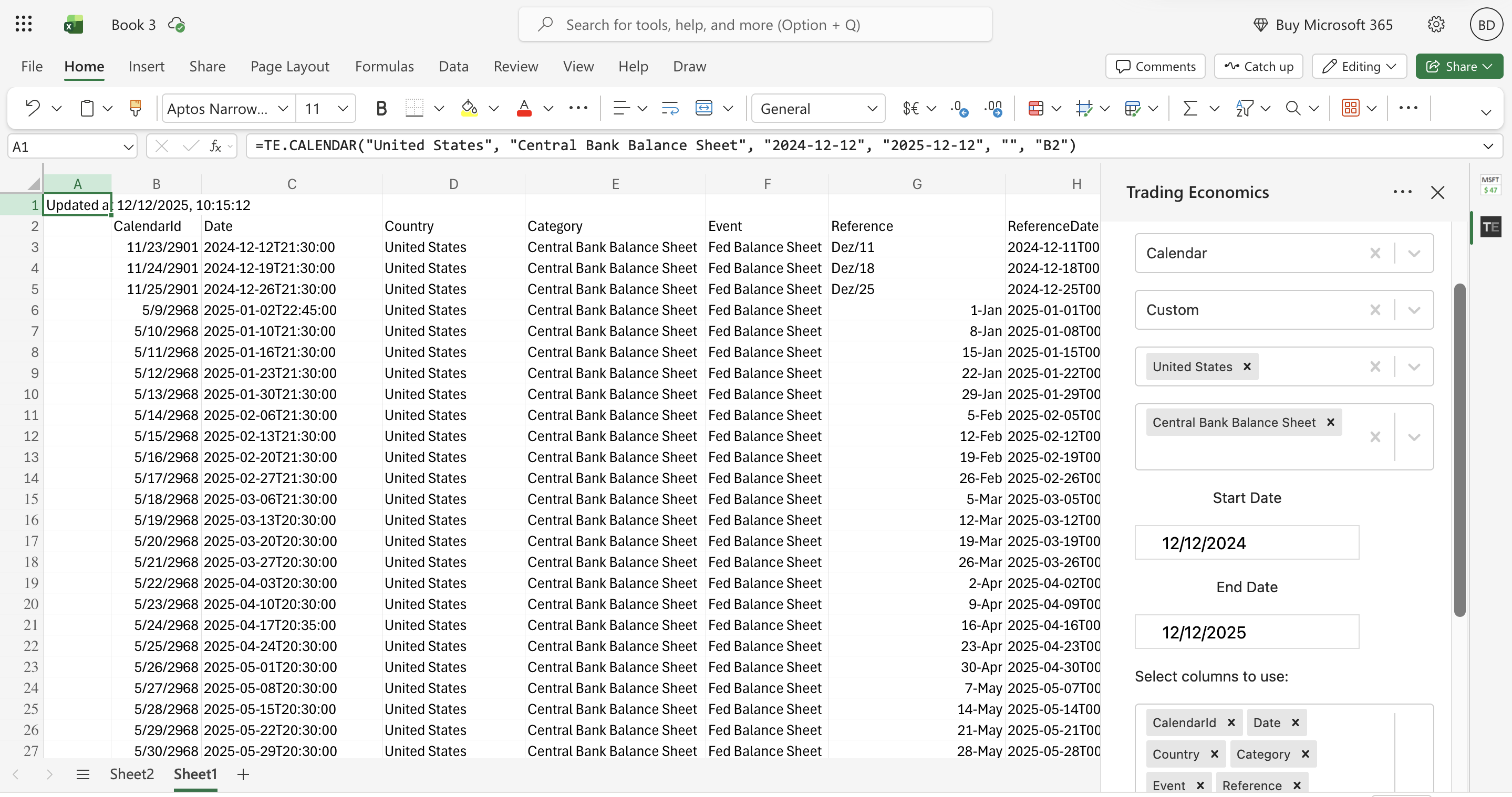 Excel Web calendar 4