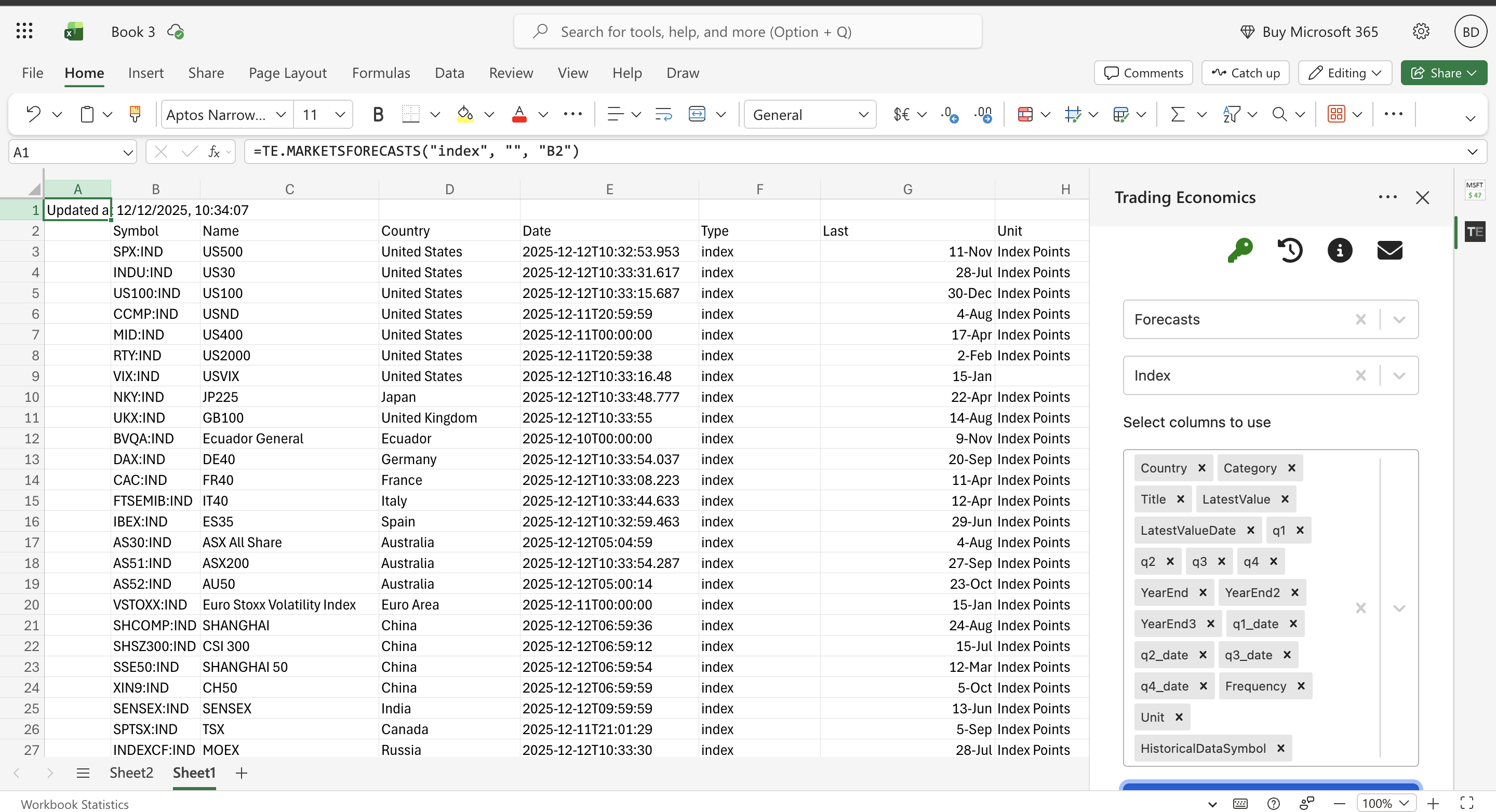 Excel Web forecasts 4