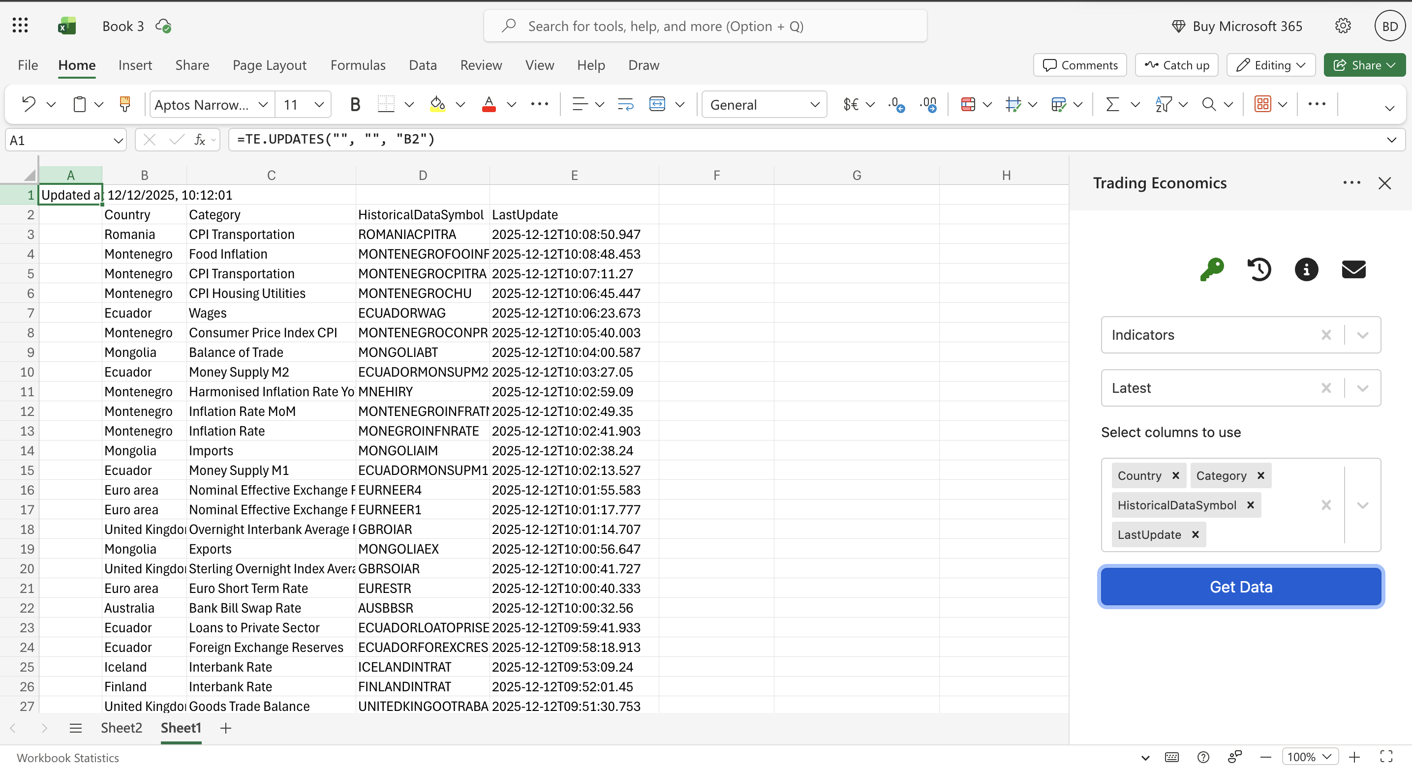 Excel Web indicators 4