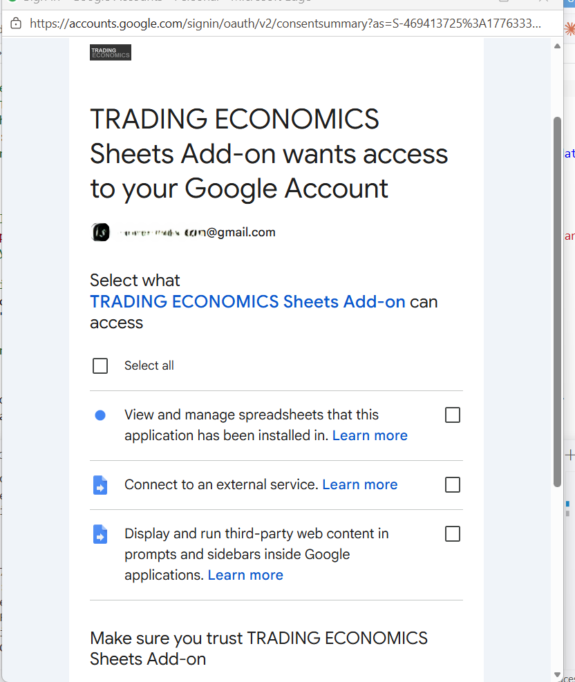 Permission selection — select all