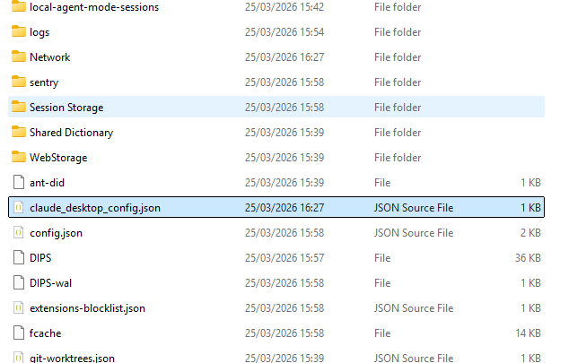 Windows Explorer showing claude_desktop_config.json