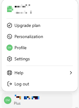 ChatGPT — Settings option